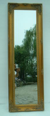 China Europe style wood full length mirror,antique golden wood framed wall mirror for sale