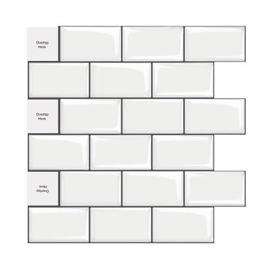 China faux ceramic bathroom 3d self adhesive wallpaper peel and stick mosaic kitchen backsplash sticker white brick subway tile en venta