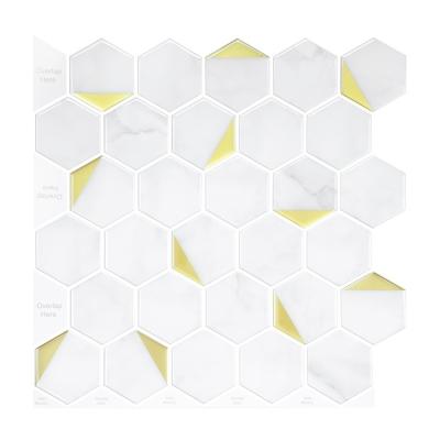 China Amazon hot sale bathroom waterproof oil proof self adhesive tiles sticker marble hexagon backsplash tile for sale