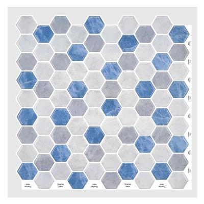 China Pvc self adhesive waterproof decorative sticker wallpaper wall coating blue gray kitchen backsplash Tiles zu verkaufen