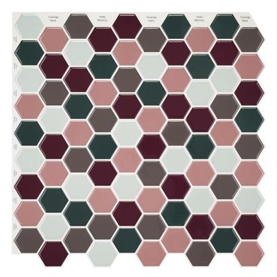 China Color hexagon fashion mosaic kitchen backsplash waterproof and oilproof peel and stick tile en venta