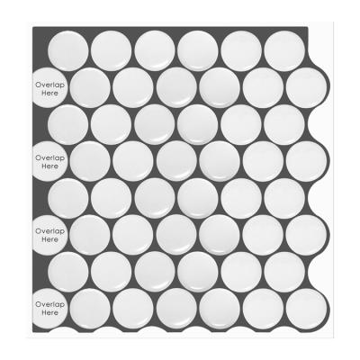 China 12*12inch round white 3d wall sticker peel and stick backsplash self adhesive tiles for sale