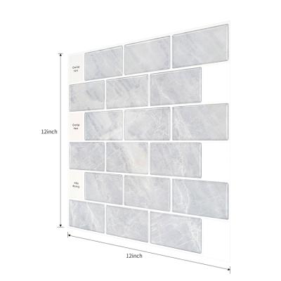 China Self Adhesive Stickers Tiles for Kitchen Grey Subway Wall Tile Peel and Stick Marble Backsplash en venta