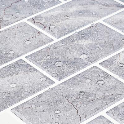 China Self Adhesive Wall Tiles Metro Wall Sticker Decoration Grey Marble Backsplash Vinyl Sticker for sale