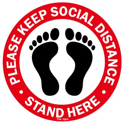 China 12*12 inch customized keep social distancing floor sticker sigh red sticker for school en venta