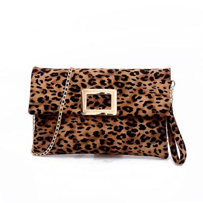 China Daily Women Fashion Foldover Chain Clutch Handpurse Leopard Evening Clutch Purse for sale