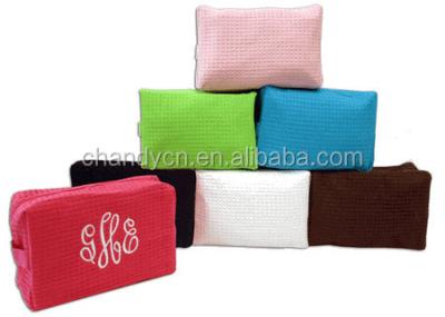 China Daily Wholesale Waffle Weave Cosmetic Bag Make Up Bag for sale