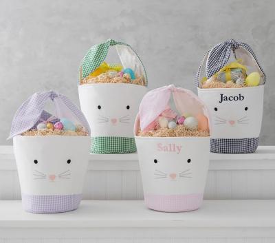 China Link Ear Bunny Bucket Canvas Wholesale Easter Daily Baskets for sale