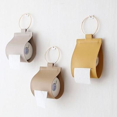 China Minimalist PU Leather Tissue Cover Tissue Roll Plain Tissue Paper Holder Car Kitchen Toilet Paper Holder Hanging Wall Mounted Tissue Paper Dispenser Box for sale