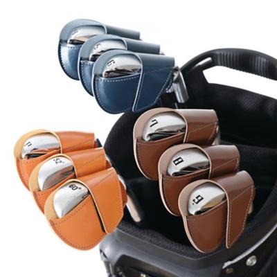 China Hotel Home Restaurant Cars Golf PU Leather Cover Golf Club Iron Head Cover Protector Headcover With Band Iron Cover Golf Magic Accessories for sale