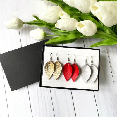 China Vintage Personalized Custom PU Leather Earrings Factory Fashion Custom Jewelry Imitated Accessories Faux Leather Hot Selling Leather for sale