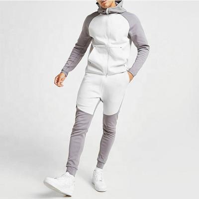 China Wholesale Two Pieces Logo Mens Tech Polyester Full Zip Up Hoodies Sweatsuit Breathable Tracksuit Men Sportswear Custom Fleece for sale