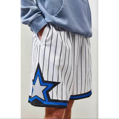 China Breathable Custom Logo Old School Vintage Retro Streetwear Style Perforated Mesh Magic Embroidered Men Just Put Basketball Shorts for sale