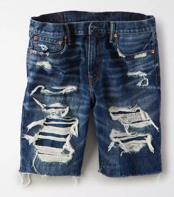 China Wholesale custom casual luxury QUICK DRY ripped distressed mens masculine shorts crack! crack! blue cotton jeans for sale