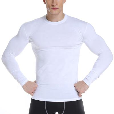 China Anti-Wrinkle Four-Way Stretch Quick-Dry Skin Fit Gym T-shirt Top Fitness Bodybuilding Men Shirt Sport Running T-shirt Long Sleeve Tight for sale