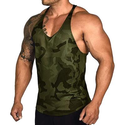 China Mens Summer Anti Shrink Camouflage Stretchy Sublimation Tank Top All Over Print Sporty Bodybuilding Tank Tops Custom Gym for sale