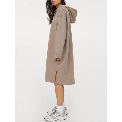 China 2021Custom Breathable Fashion Cotton Casual Oversized Long Hoodies Dress Woman for sale