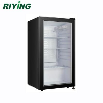 China 108L Hotel Table Top Beverage Door Cooler Glass Display Mini Bar Fridge for sale