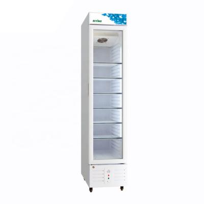 China Single-temperature Slim Straight Upright Display Glass Door Fridge Cooler Refrigerator for sale