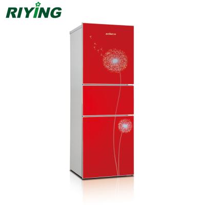 China COMPRESSOR 202 Liter Three Triple Multi Door Combi Glass Door Household Refrigerator For Home Kitchen BCD-202 for sale