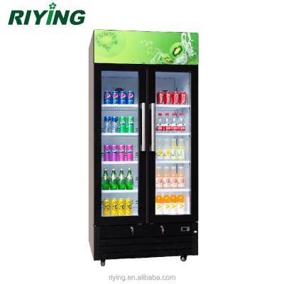 China Single-temperature 488 Liters Glass Door Display Showcase Refrigerator Commercial Fridge 2 Liters For Drinks for sale