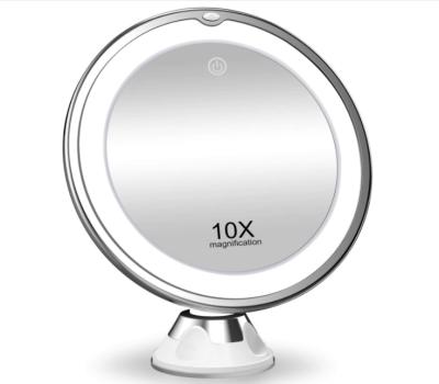 China 10x Magnification Minimalist Makeup Mirror with 3 Color Lighting, Smart Switch, 360 Degree Rotation, Powerful Suction Cup for sale