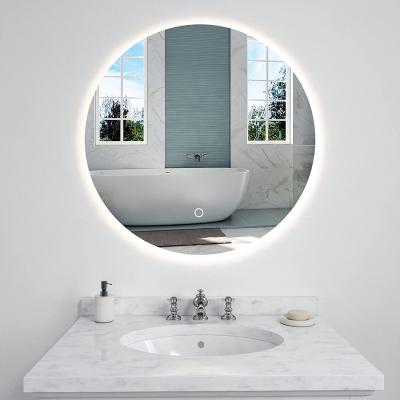 China Bright Round 32 Inch LED Illuminated Bathroom Mirror, Fogproof, Waterproof, Memory Touch, Suitable For Wall for sale