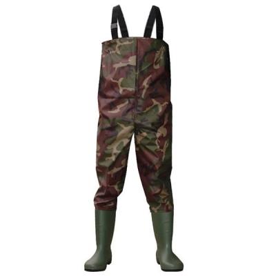 China 100% Water Proof Nylon Camouflage PVC Water Proof Fishing Anti Slip Waders Boots With PVC Rain Boots for sale