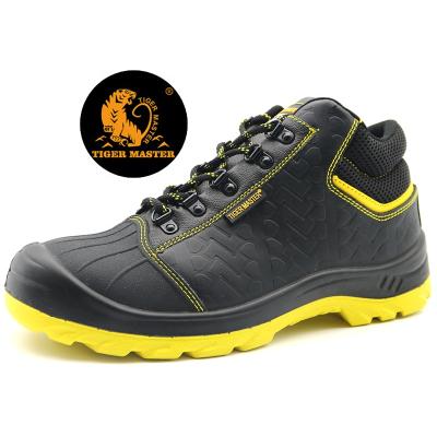 China Steel Toe Anti Slip Oil Resistant Puncture Proof Black Leather CE Approved Work Safety Boots Steel Toe Cap for sale