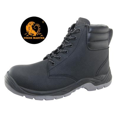 China Steel Toe And Steel Plate CE Approved Water Proof Microfiber Leather PU Rubber Sole Mens Safety Leather Boots for sale