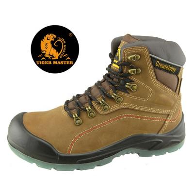 China Crazy Steel Toe Leather Horse Leather TPU Sole Toe Cap Safety Boots ASTM Steel Shoes For Work for sale