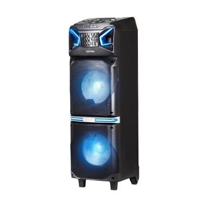 China Portable 10 Inch Dual Stage Cart Active Guitar Amplifier Speakers With Led Disco Light Speaker Audio Power for sale