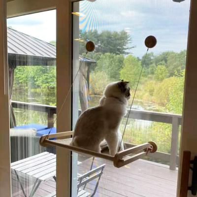 China OKCAT Breathable Cat Window Perch Solid Wood Suction Cup Hammock For Cats for sale