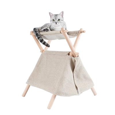 China Detachable Teepee High Quality Cats Blanket Solid Wood Frame Foldable Cat Tent For Indoor for sale