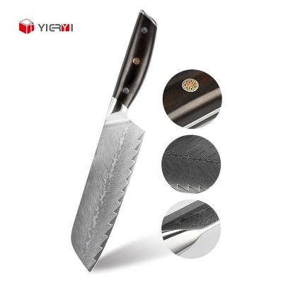 China Viable Professional Manufacturer High Carbon Steel 67 Layers Damascus Steel Kitchen Santoku Knives for sale