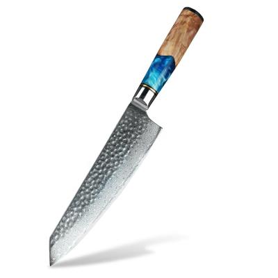 China 67 Layers Viable High Quality High Carbon Damascus Hammer VG10 Damascus Steel Handmade Chef Knife for sale