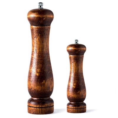 China High Quality Viable Adjustable Natural Wood Manual Grinder Ceramic Core Spice Mills Set Salt And Pepper Grinder From Yieryi for sale