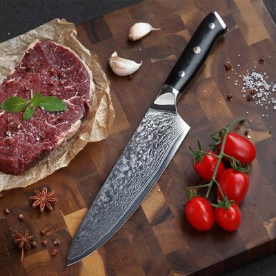 China Viable Professional Customs Service 8 Inch Damascus Kitchen Cutting Knife Chef's Knife With Group of Ten Handle for sale