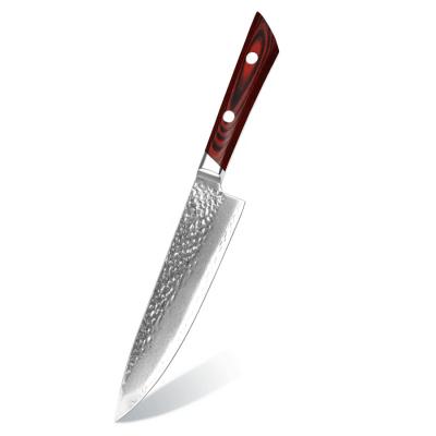 China Professional Steel 8 Inch End Workable High End Damascus Chef's Knife With Group Of Ten Steel Handle for sale