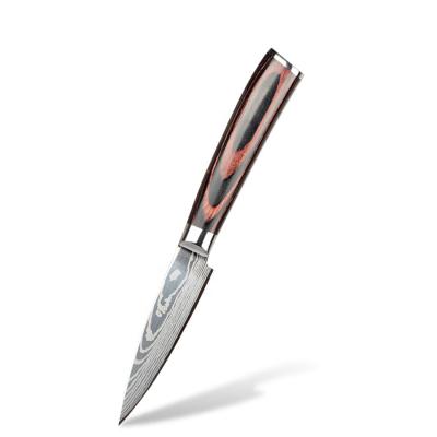 China Yieryi Durable High Quality Stainless Steel Damascus Laser Pattern 3.5 Inch Fruit Knife With Wooden Handle for sale