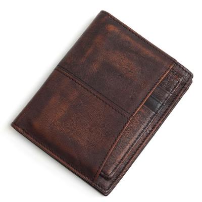 China RFID vintage crazy horse wallet men large capacity rfid credit card genuine leather holder for sale