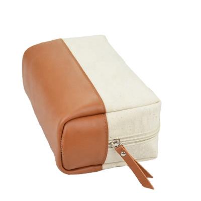 China Wholesale Canvas High Quality Travel PU Makeup Pouch Storage Minimalist Cosmetic Leather Toiletry Bag With Zipper For Women Fashion for sale