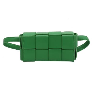 China Green genuine leather woven women handbags ladies waist bag tik tok water proof pussy custom package women for sale