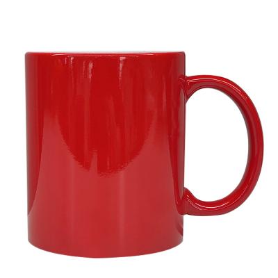 China Viable Wholesale Custom Hamning Sublimation Blanks 11oz Red Color Changing Ceramic Coffee Mugs for sale