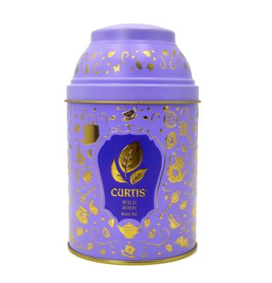 China Lovely Recyclable Round Cylinder Fruit Tea Tin Can Box Embossed Printing Flower Tea Packaging Box for sale