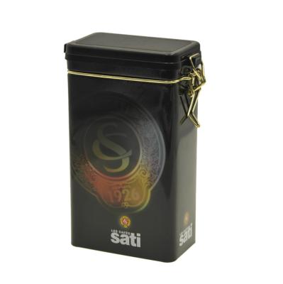 China Recyclable Coffee Tin Can Customized Gift Box Square Tea Canister Metal Package With Clasp Lid Chocolate Box for sale