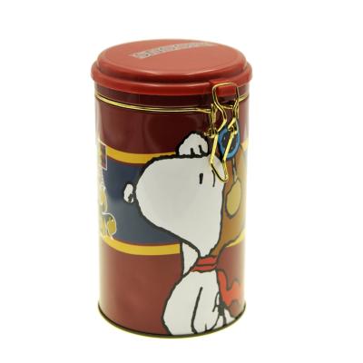 China Recyclable Round Tin Box Coffee Tin Can With Buckle Food Grade Metal Package for sale