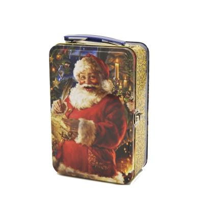 China / Large Custom Rectangular Food Grade Metal Tin Can Lunch Box Handle Tin Box for sale