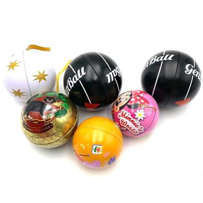 China 2022 Recyclable Christmas Decoration Music Tin Ball Gift Tins for sale