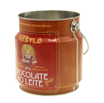 China Biscuit Customized New Products Food Packaging Box Metal Tin Bucket With Metal Or Plastic Lid for sale